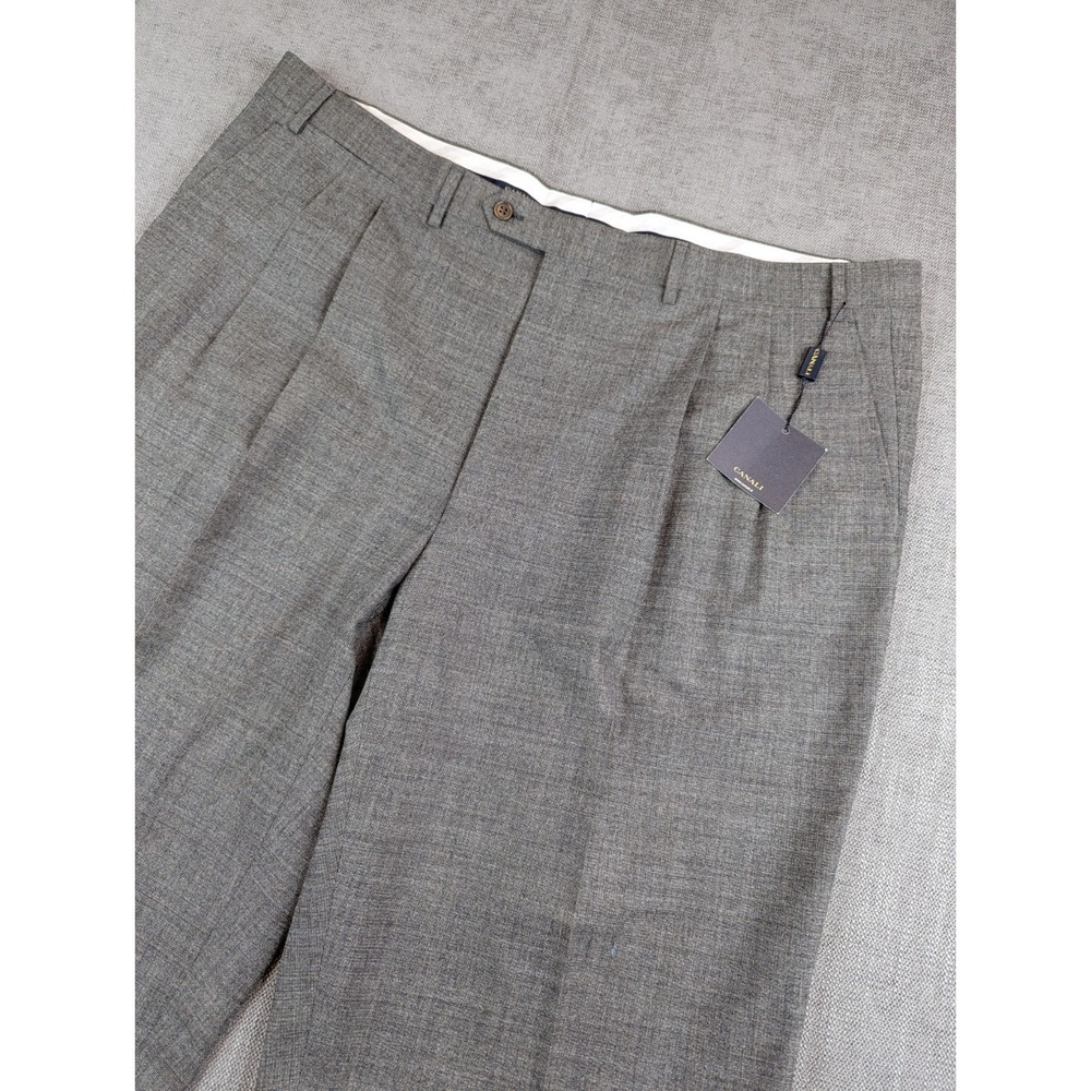 NWT Canali Dress Pants Men IT62 (42x39) Gray Wool Fodera Italy Trousers Unhemmed